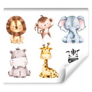 Set of Safari Animals Illustration