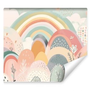 Boho pastel rainbow. Scandinavian print for baby shower, nursery, playroom, birthday, kids' party, and more. Generative AI