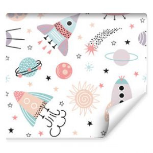 Cosmos seamless pattern for children