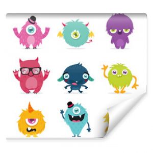 cute monster cartoon design collection design for logo and print product - vector