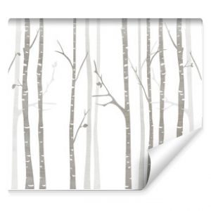 Art birches trees for kids room wallpaper, background, 