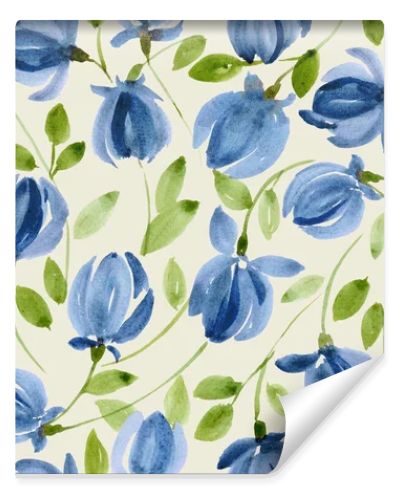 Hand painted watercolour seamless Pea floral abstract vine pattern design