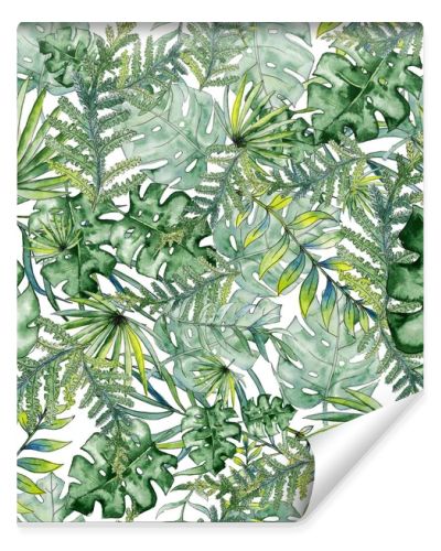 Tropical seamless pattern with palm leaves, monstera, banana leaves and other exotic leaves. perfect for scrapbooking and gift wrapping, also suitable for prints on clothes.