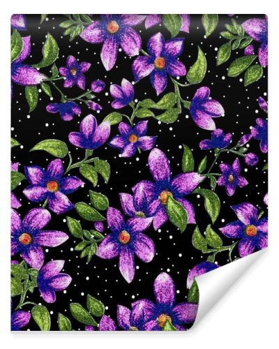 beautiful flower with leaf seamless pattern