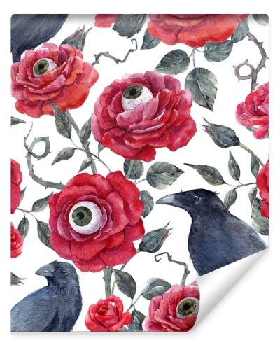 Watercolor floral halloween pattern
