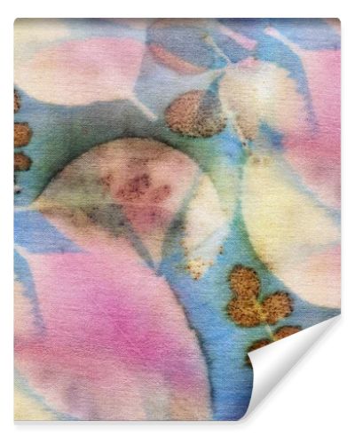 Seamless Botanical print with leaf prints on natural silk. Hand-drawn illustration.