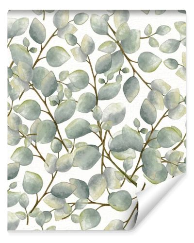 Seamless pattern with leaves. Modern creative design watercolor painting.