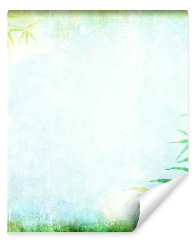 Abstract textured bamboo-themed background: yellow and green patterns on blue backdrop