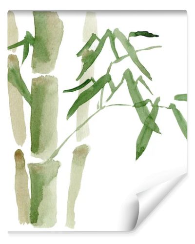 bamboo grove, watercolor drawing illustration. Vertical branches
