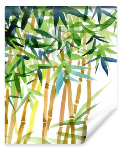 Watercolor bamboo with bug