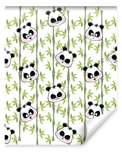 seamless background from the muzzles of the Panda on the bamboo 