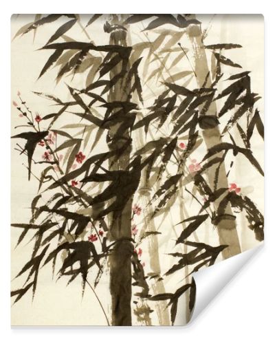 bamboo trees and plums branch