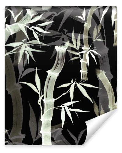 Seamless floral pattern with bamboo