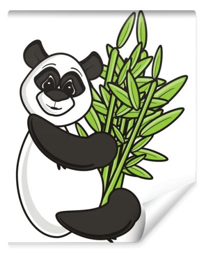 funny panda holding a bamboo