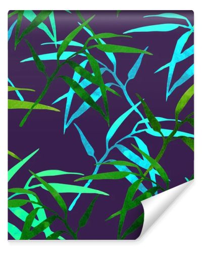  floral seamless pattern with bamboo branch on dark background