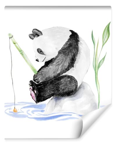 Watercolor Hand Drawn Cartoon Panda