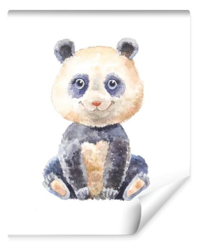 watercolor panda isolated. Pretty cute pet. Zoo illustration. 