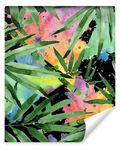 Tropical leaves bamboo tree pattern in a watercolor style.