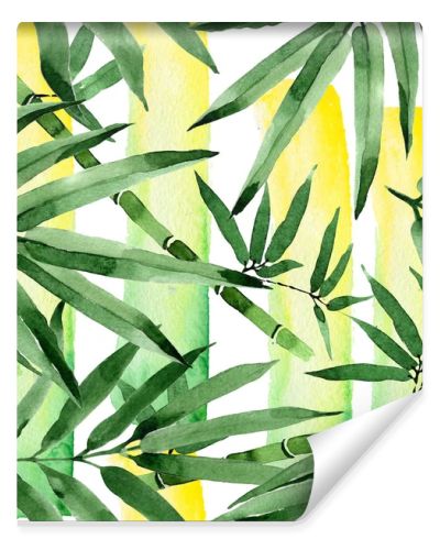 Tropical leaves bamboo tree pattern in a watercolor style.