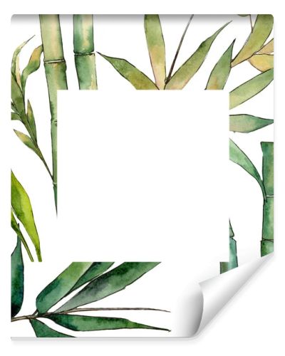 Bamboo tree frame in a watercolor style.