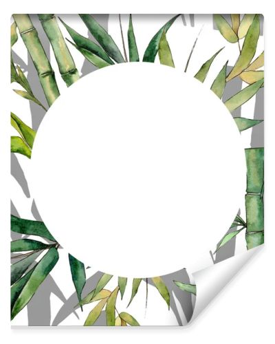 Bamboo tree frame in a watercolor style.