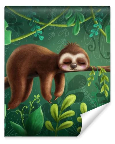 Illustration with a cute sloth