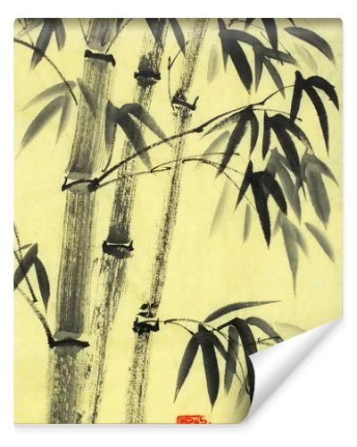 harmonious bamboo trees on a yellow background