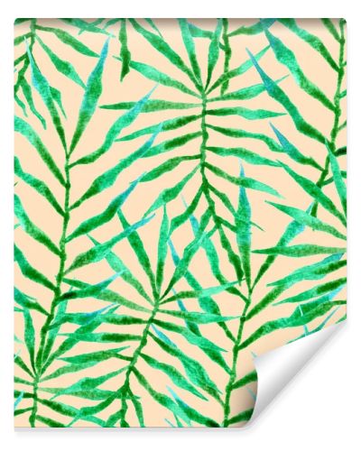 Tropical seamless pattern. Watercolor thorny palm 
