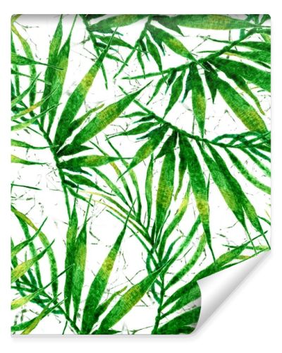 Tropical seamless pattern. Watercolor chaotic palm