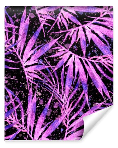 Tropical seamless pattern. Watercolor chaotic palm