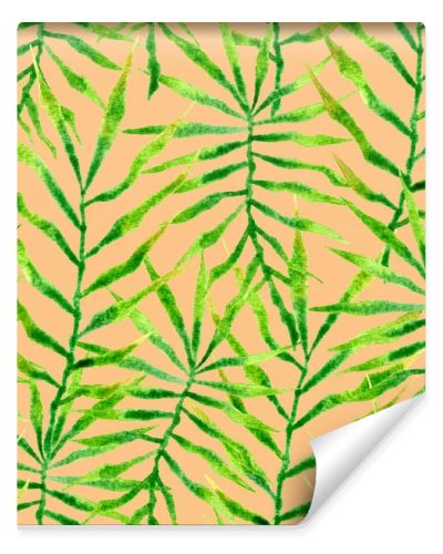 Tropical seamless pattern. Watercolor thorny palm 