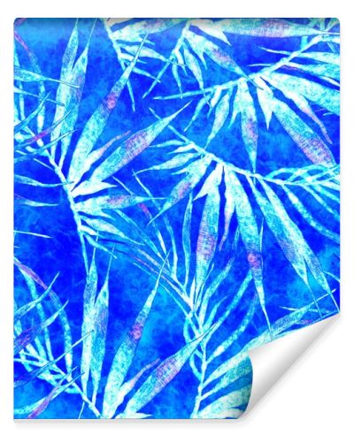 Tropical seamless pattern. Watercolor chaotic palm