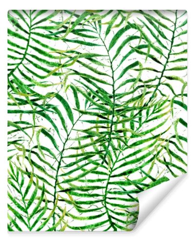 Tropical seamless pattern. Watercolor tangled palm
