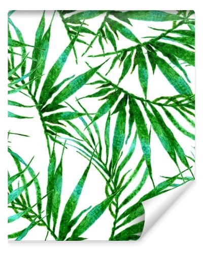 Tropical seamless pattern. Watercolor chaotic palm