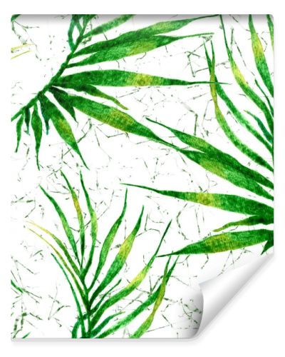 Tropical seamless pattern. Watercolor curved palm 
