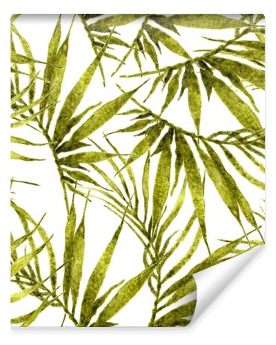 Tropical seamless pattern. Watercolor chaotic palm