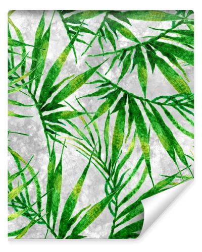 Tropical seamless pattern. Watercolor chaotic palm