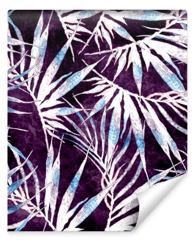 Tropical seamless pattern. Watercolor chaotic palm