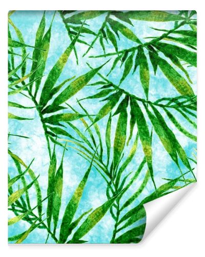 Tropical seamless pattern. Watercolor chaotic palm
