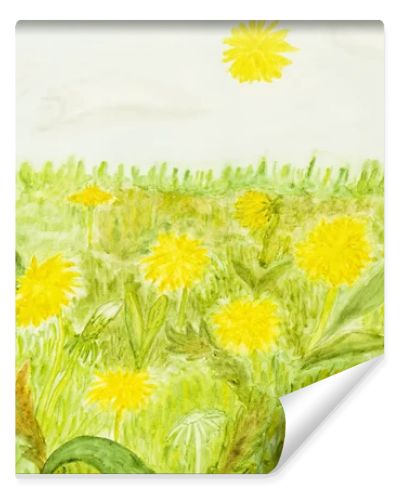 Yellow dandelions, painting