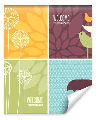 Coordinating spring designs for greeting cards, banners, stationary