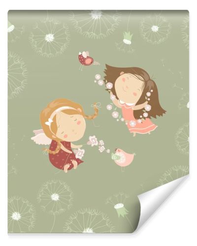 Two little angels with flowers