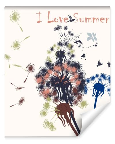 Creative background with dandelions flowers