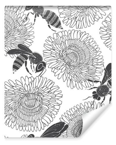 Bees and dandelions pattern.