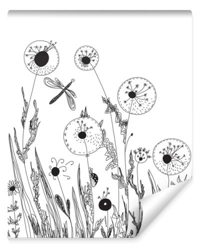 Dandelions and grass nature card