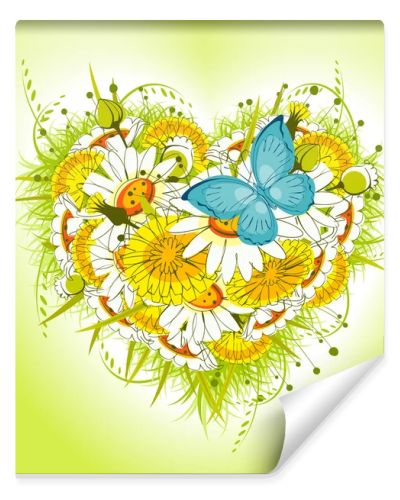 Valentine flower heart. daisies and dandelions