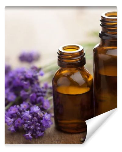 essential oil and lavender flowers