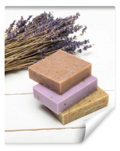 Homemade soap with dried lavender