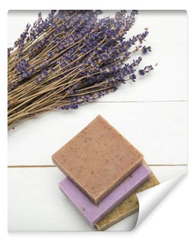 Homemade soap with dried lavender