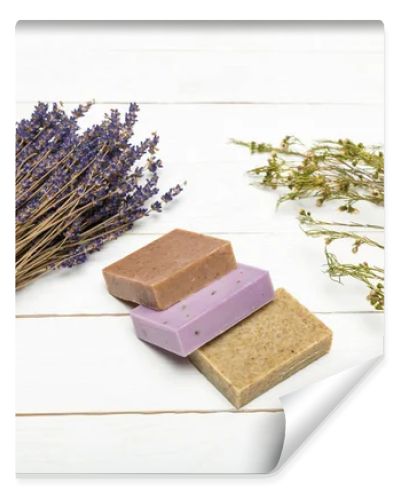 Homemade soap with dried lavender